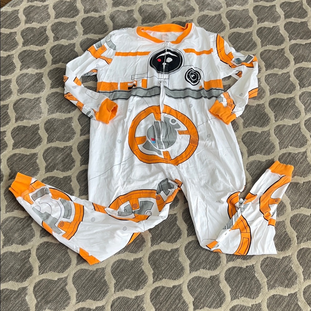 Disney Orange and White Robot Footie Pajamas